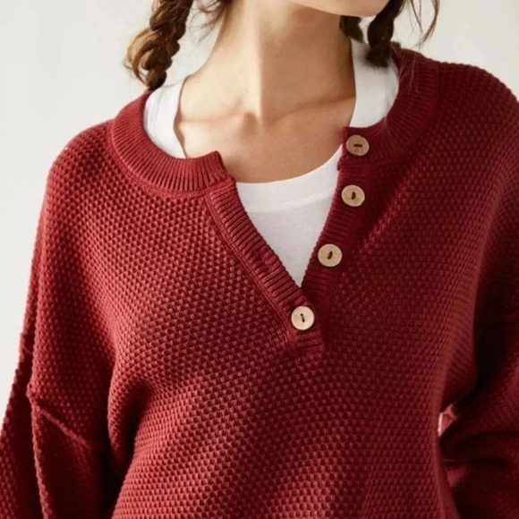 NWT Free People Hailee Sweater Set Two Piece Matching Pants in Red FP Beach - Picture 4 of 12